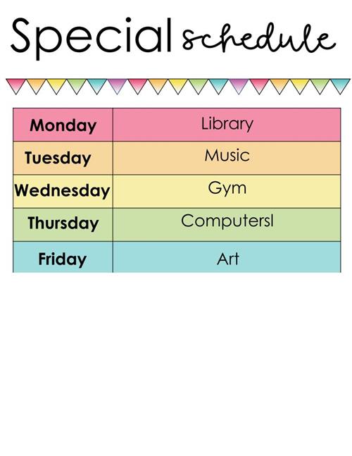 Special Schedule